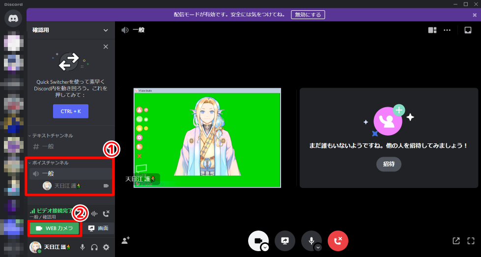 Discord で WEB カメラで起動