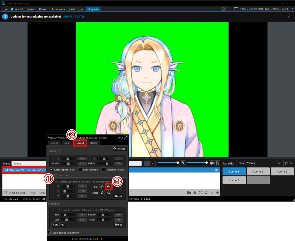 XSplit Broadcaster で反転